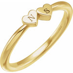 Load image into Gallery viewer, Solid 14kt Gold Engravable Two Heart Ring  - Online Exclusive
