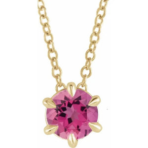 Pink Tourmaline Solitaire October Birthstone Necklace - Online Exclusive