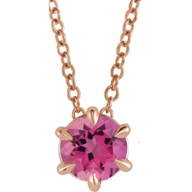 Pink Tourmaline Solitaire October Birthstone Necklace - Online Exclusive