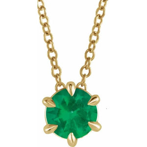 Emerald Solitaire May Birthstone Necklace - Online Exclusive