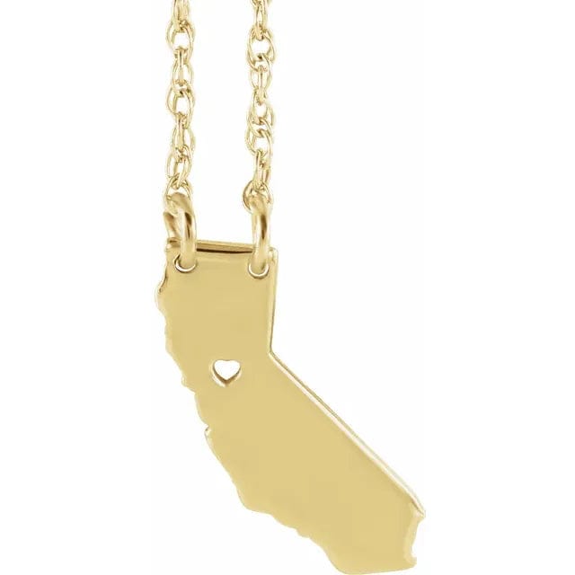 State Necklace with Heart Pierced City - Online Exclusive