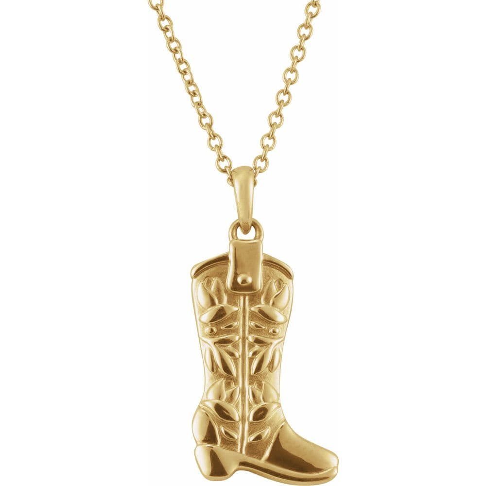 14kt yellow gold western boot necklace