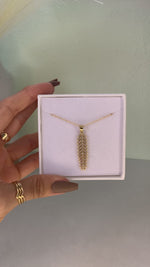 Load and play video in Gallery viewer, Majesty Palm Leaf Necklace with White Cubic Zirconias

