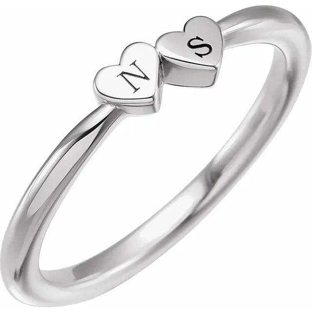 Sterling Silver Engravable Two Heart Ring  - Online Exclusive