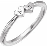 Cargar imagen en el visor de la galería, Sterling Silver Engravable Two Heart Ring  - Online Exclusive
