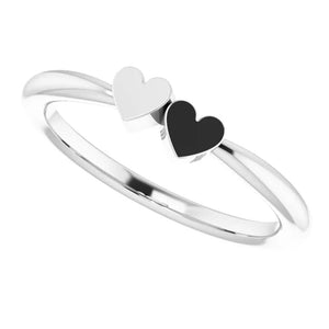 Solid 14kt Gold Engravable Two Heart Ring  - Online Exclusive