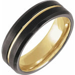 Charger l&#39;image dans la galerie, Men&#39;s 18kt Yellow Gold and Black PVD Grooved Tungsten Band - Online Exclusive
