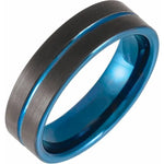 Charger l&#39;image dans la galerie, Men&#39;s Tungsten Band with Blue Grooved PVD - Online Exclusive
