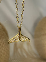 Cargar imagen en el visor de la galería, Cubic Zirconia Whale Tail Mermaid Tail Dolphin Tail Charm Gold Filled
