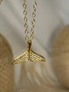 Cubic Zirconia Whale Tail Mermaid Tail Dolphin Tail Charm Gold Filled