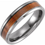 Load image into Gallery viewer, Men&#39;s Beveled Edge Tungsten Band with Acacia Wood Inlay - Online Exclusive
