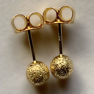 Solid Gold Sandblast Ball Stud Earrings
