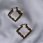 Load image into Gallery viewer, Square Bamboo Hoop Earrings

