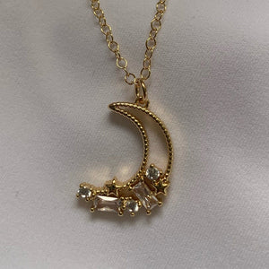 Cubic Zirconia Star Moon Gold Filled Necklace By Jewelers Garden