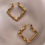 Load image into Gallery viewer, Square Bamboo Hoop Earrings
