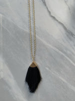 Load image into Gallery viewer, Black Silk Tassel with Long Gold Filled Chain - Jewelers Garden
