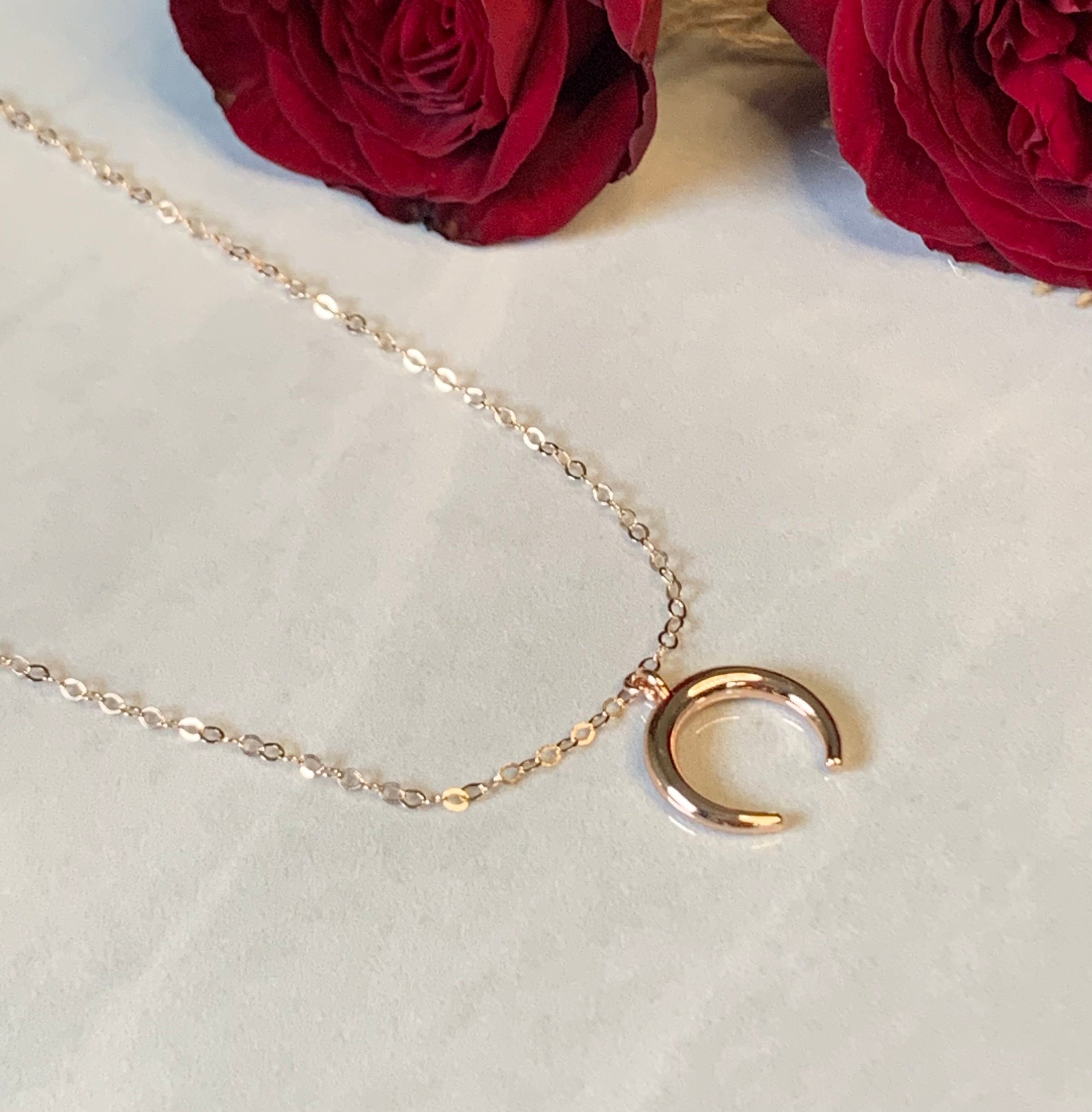 Rose Gold Filled Crescent Necklace By Jewelers Garden