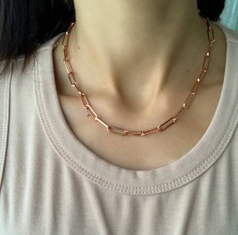 Rose Gold Paperclip Chain Necklace