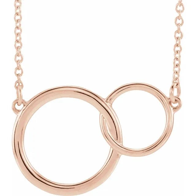 Gungun Double Ring Promise Rose Gold Necklace With Circle Clavicle Chain  For Girls Rhodium Stainless Steel