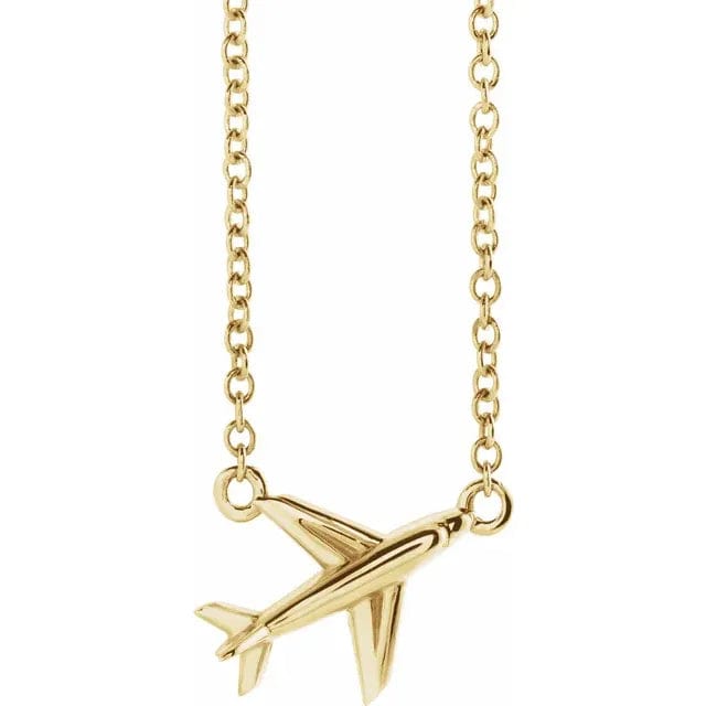 Quality Gold 14k 3-D High-Wing Airplane Pendant D1226 - Setterberg Jewelers